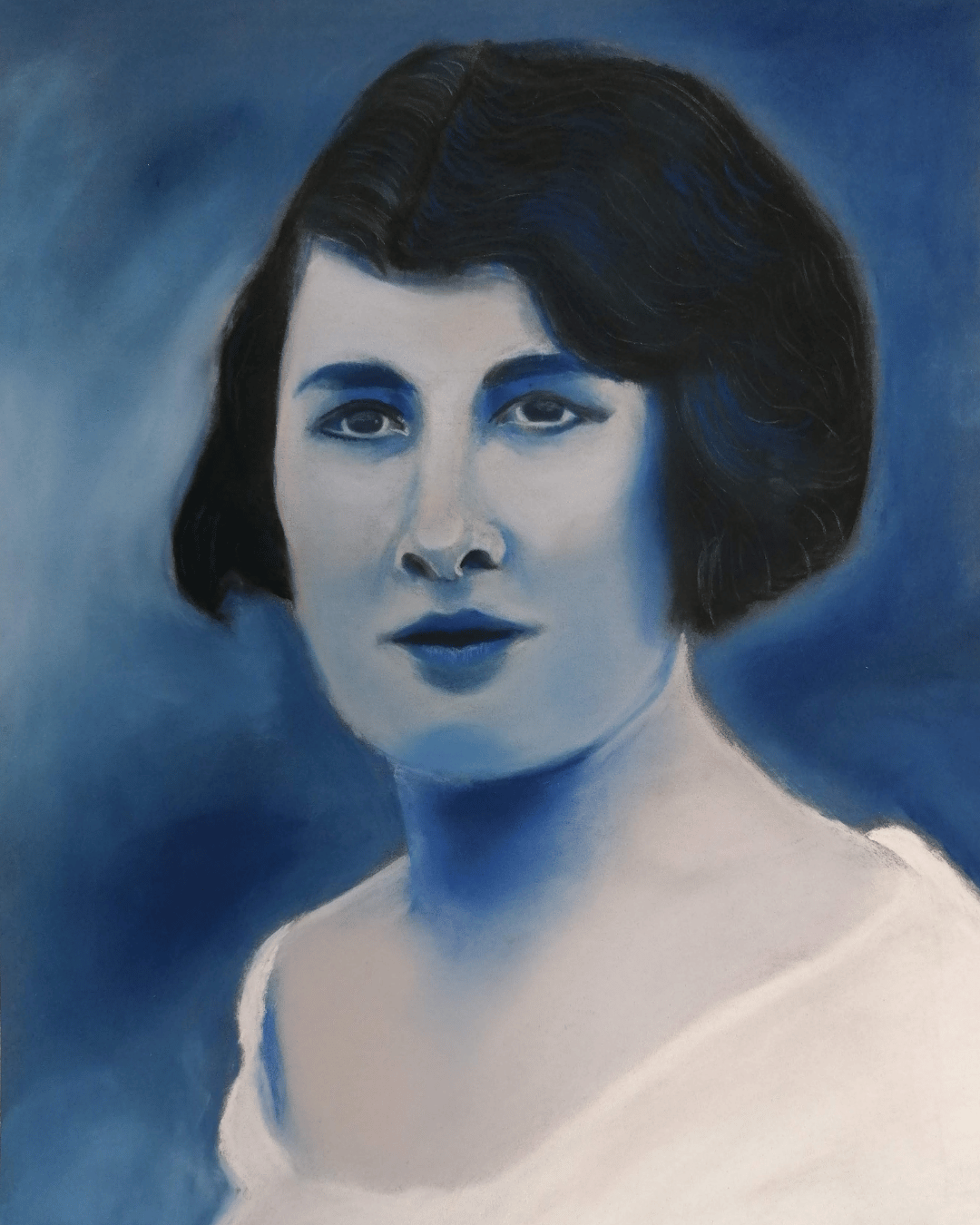 Réalise un portrait en dessin au pastel lor d'un stage adulte sur Rezé et nantes